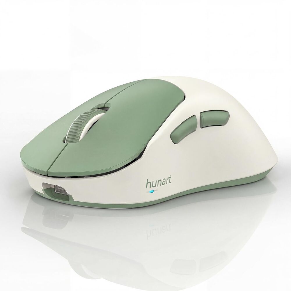 hunart H6 Wireless Mouse Green White 49g Bluetooth 2.4GHz Rechargeable New Seal